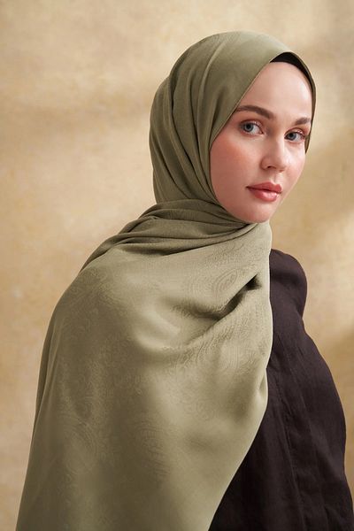 ARMANDA Linen Green Lyocell Nomade Pattern Shawl 3354