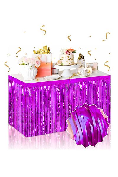 Parti Adresi Metallized Party Table Skirt Table Decor Purple