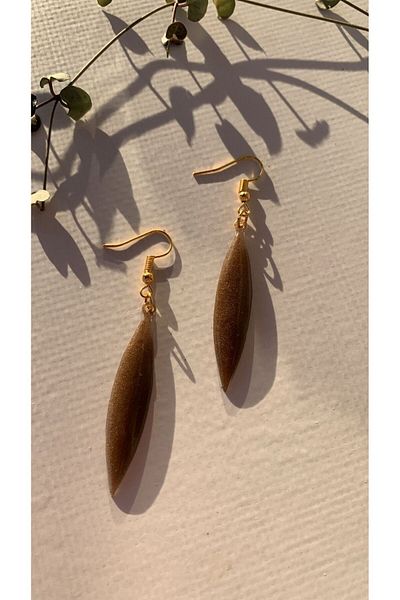 MISS GOLDEN Brown Gold Color Large Symmetrical Shape Gold Accessory Dangle Epoxy Earrings Gift