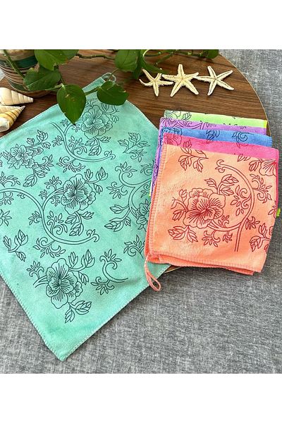 Ekostem Flower Patterned Kitchen Cleaning Cloth 30*30 Stain Resistant, Odorless (3 Pieces)