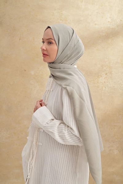 ARMANDA Linen Green Felore Pattern Shawl 3356