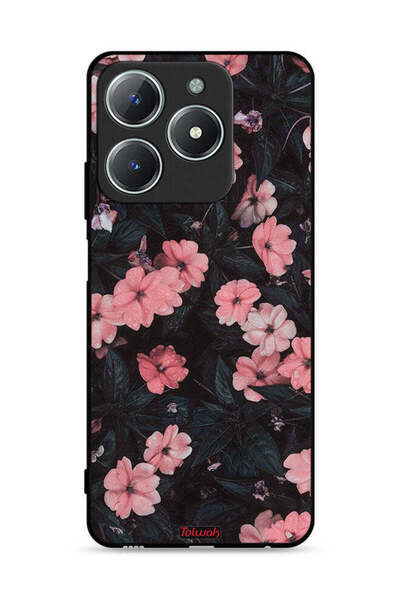 Tolwak غطاء حماية لهاتف Realme C63 4G - لون الخوخ والورود الصغيرة