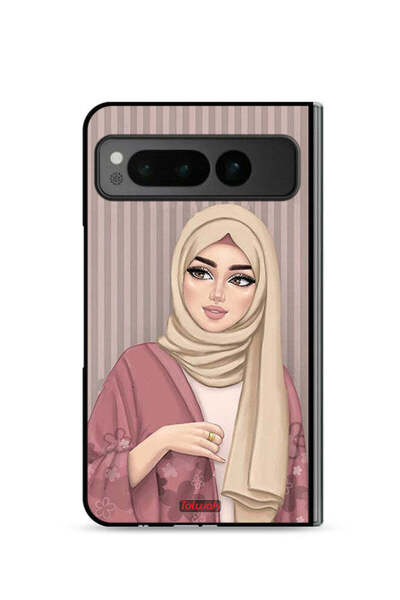 Tolwak غطاء حماية لهاتف جوجل بيكسل فولد 5G برسومات فتاة محجبة