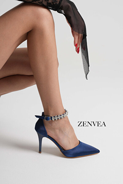 Zenvea Ankle Stone Heeled Women's Evening Dress Shoes