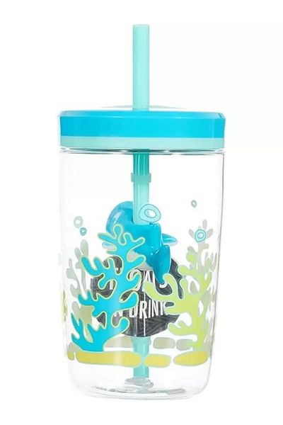STOREMAX Starbyx Floating Shark Tritan Cup with Straw 420 Ml, Blue Newdesing 1094633