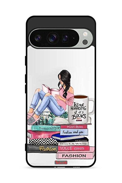 Tolwak غطاء حماية لهاتف Google Pixel 9 Pro XL بتصميم فتاة وكتب أزياء فنية
