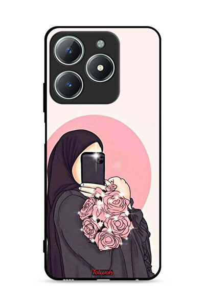 Tolwak غطاء حماية لهاتف Realme C63 4G مع فن التقاط صور سيلفي أثناء حمل الزهور