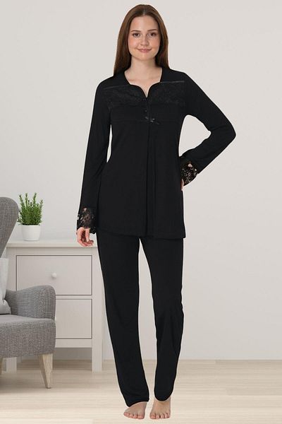 by İGP Long Sleeve Stylish Maternity Maternity Adjustable Waisted Pajama Set