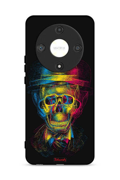 Tolwak غطاء حماية لهاتف Honor X9b 5G بتصميم جمجمة وقبعة ملونة وفن خيالي