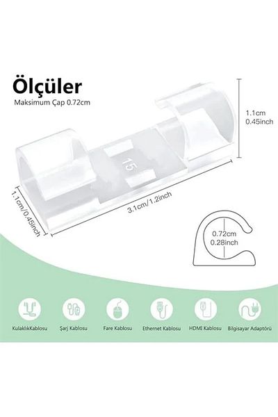 STOREMAX Cable Fixer Clips 20 Pieces Cable Organizer Wall Tile Glass Cable Holder