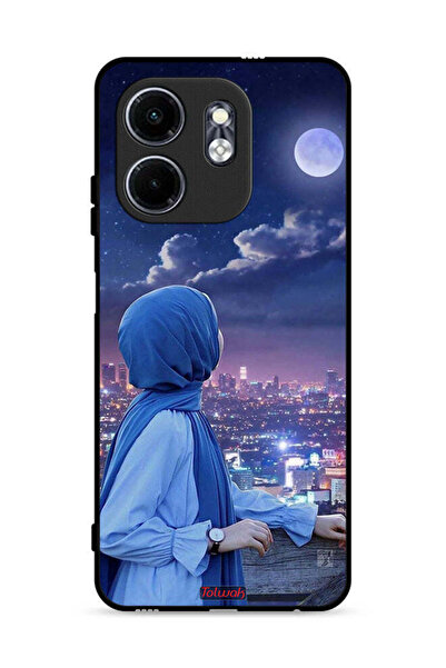 Tolwak غطاء حماية لهاتف إنفينيكس سمارت 9 4G بطبعة فتاة محجبة تنظر إلى القمر