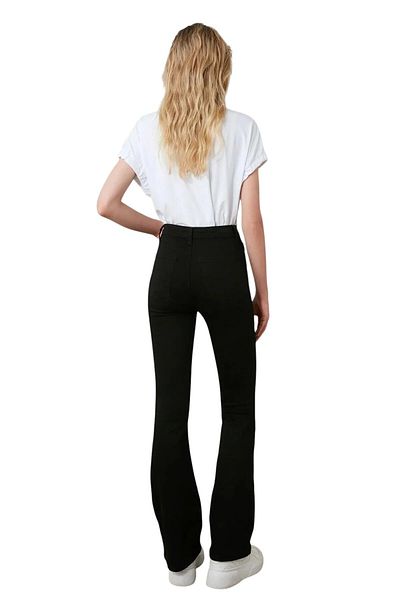 byhaziran butik Tashmetu Women's High Waist Black Denim Flare Jeans