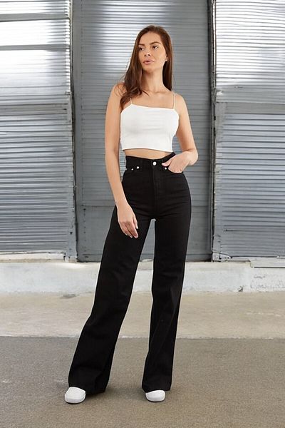 byhaziran butik Janis Joplin Black Spanish Leg High Waist Lycra Women's Jeans