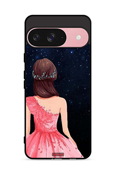 Tolwak غطاء حماية لهاتف Google Pixel 9 بتصميم فتاة وقمر