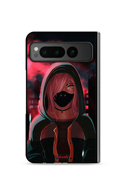 Tolwak غطاء حماية لهاتف جوجل بيكسل فولد 5G، رسمة فتاة ترتدي قناعًا