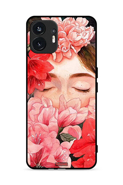 Tolwak غطاء حماية لهاتف Nothing Phone (2) 5G بوجه فتاة مخفي في فن الزهور