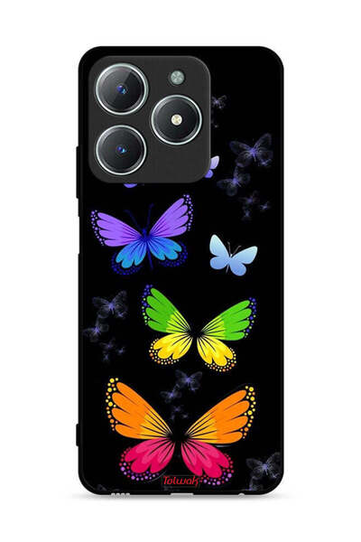 Tolwak غطاء حماية لهاتف Realme C63 4G بنقشة فراشات ملونة