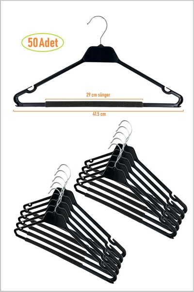 EZMK EV GEREÇLERİ Kuru Temizleme Askısı, Elbise Askısı, Süngerli Bar, 42 cm S...