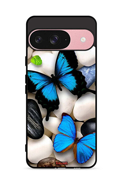 Tolwak غطاء حماية لهاتف Google Pixel 9 بنقشة فراشات على الحجارة
