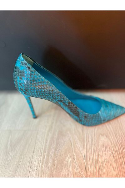 Poletto Special Khaki Snake Leather Stiletto Shoes