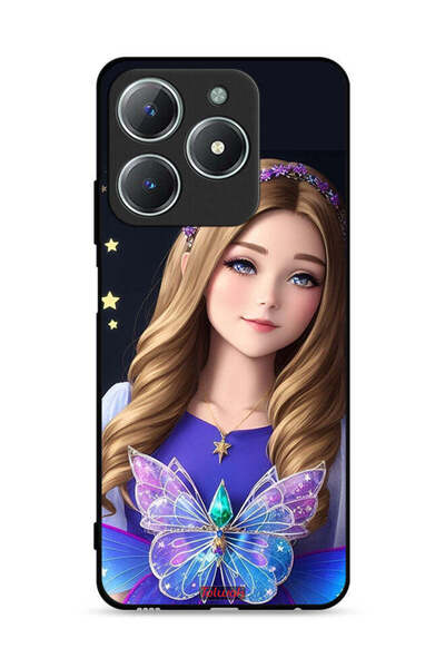 Tolwak غطاء حماية لهاتف Realme C63 4G بتصميم فتاة فراشة لطيفة