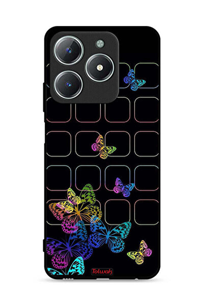 Tolwak غطاء حماية لهاتف Realme C63 4G بنقشة فراشات ملونة