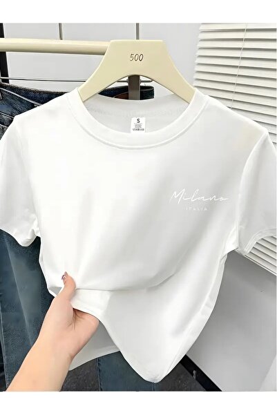 H&GHAMLEGİYİM Crop top grafic Y2K Milano Italia pentru femei