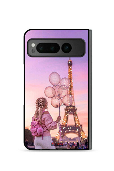 Tolwak غطاء حماية لهاتف Google Pixel Fold 5G بطبعة فتاة تحمل بالونات