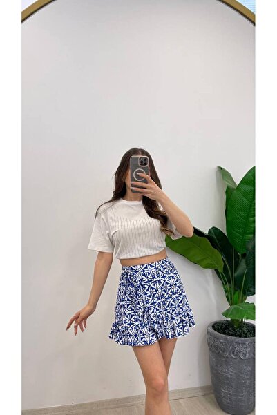 Butik Kadın Şortlu Fırfırlı Yazlık Etek ( Dar Kalıp )