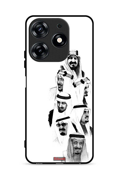 Tolwak غطاء حماية لهاتف تكنو سبارك 10 برو 4G، رسم ملوك السعودية، أبيض وأسود