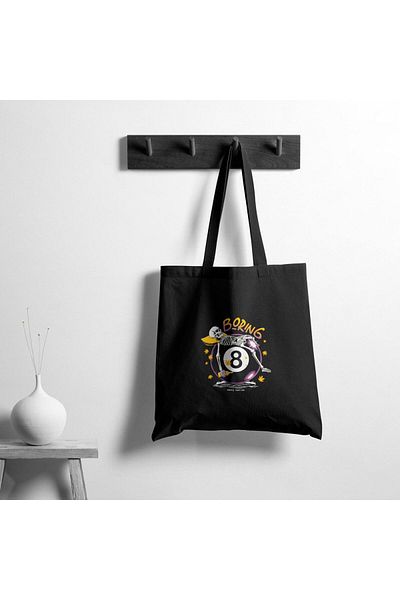 Shout Lazy Boring Skeleton 8 Ball Black Tote Bag