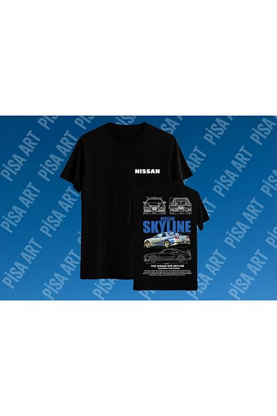 Pisa Art Μπλουζάκι Unisex Nissan Skyline GTR R34 Özel Tasarım