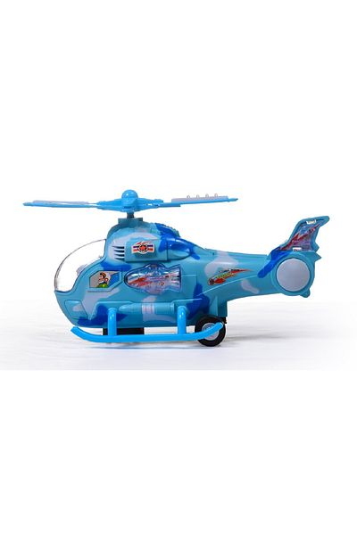 rexa Kids Electric Blue Helicopter Toy with Lights & Music - See-Through Gear Action