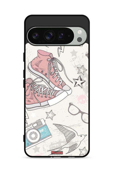 Tolwak غطاء حماية لجهاز Google Pixel 9 Pro XL بتصميم حذاء من القماش وفن الكاميرا