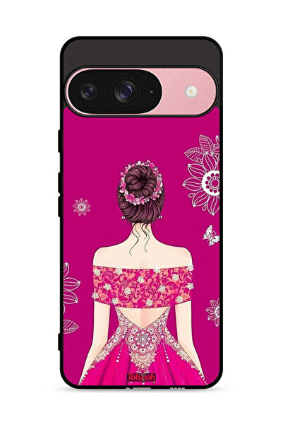 Tolwak غطاء حماية لهاتف Google Pixel 9 بتصميم فتاة وزهور