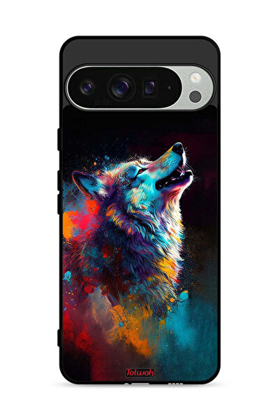 Tolwak غطاء حماية لجهاز Google Pixel 9 Pro بتصميم فن الذئب الملون