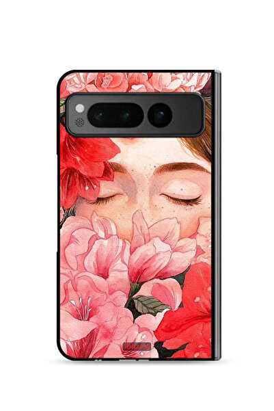Tolwak غطاء حماية لهاتف جوجل بيكسل فولد 5G، وجه فتاة مخفي في فن الزهور
