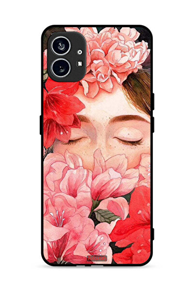 Tolwak غطاء حماية لهاتف Nothing Phone (1) 5G بوجه فتاة مخفي في فن الزهور
