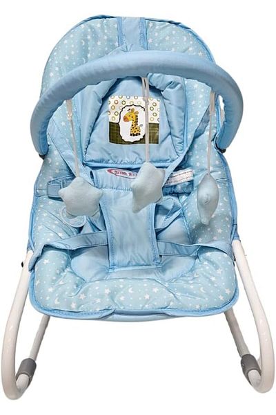 rexa Baby Rocking Chair with Headrest & 3 Cotton Toys – Multi-Color Recliner Bed (68D x 43W x 57H cm)
