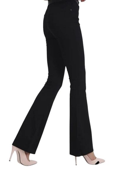 byhaziran butik Fridakahlo Black Non-Fading Lycra High Waist Denim Spanish Leg Jeans