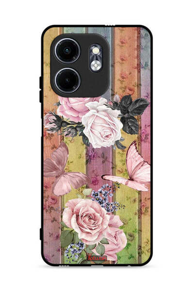 Tolwak غطاء حماية لهاتف إنفينيكس سمارت 9 4G بنقشة فراشات الخوخ والورود