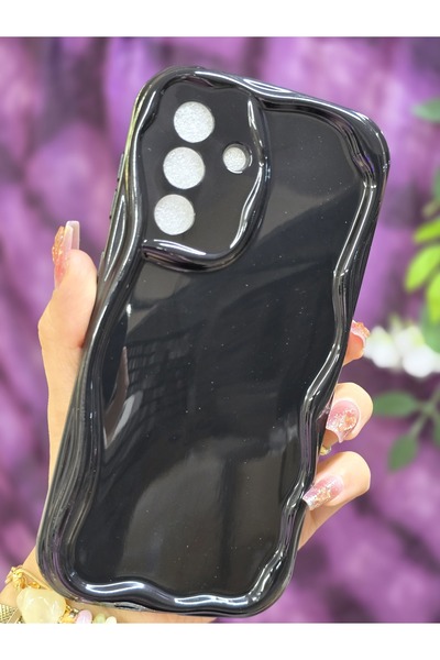 Magic Ring Samsung Galaxy A36 Uyumlu 3D Dalga Kenarlı Siyah Telefon Kılıfı