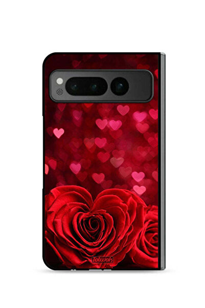 Tolwak غطاء حماية لجهاز جوجل بيكسل فولد 5G بتصميم زهور على شكل قلب وفن تجريدي