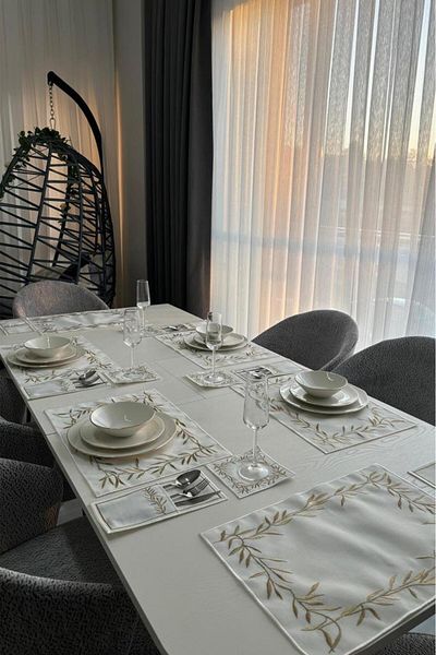 Çeyiz Diyarı Set de servire american brodat din in Nazlım 19 piese Aur