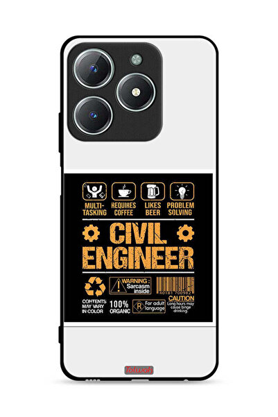 Tolwak غطاء حماية لهاتف Realme C61 4G، ملصق مهندس مدني