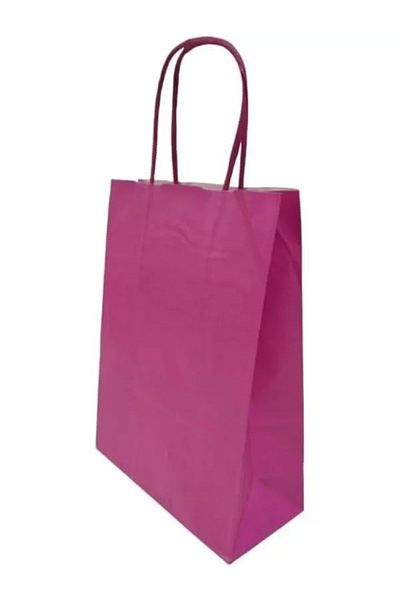 heppack Auger Handle Paper Bag Bag Kraft Bag Paper Bag Pink 18X8X24 cm (25 Pcs)