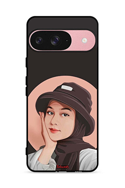 Tolwak غطاء حماية لجهاز Google Pixel 9 بتصميم فتاة قبعة لطيفة ورسم فني