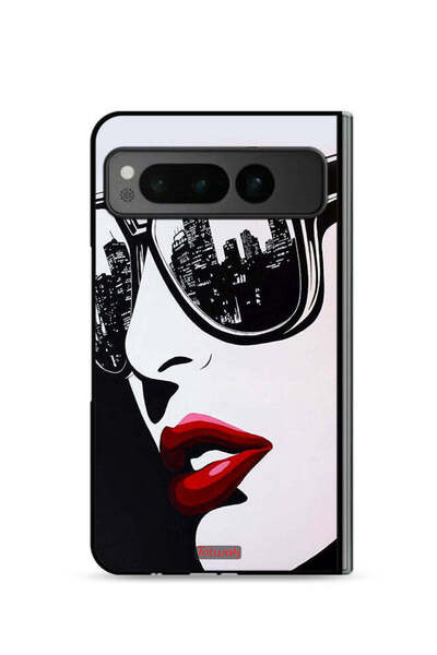 Tolwak غطاء حماية لهاتف جوجل بيكسل فولد 5G بتصميم وجه فتاة وفن تجريدي