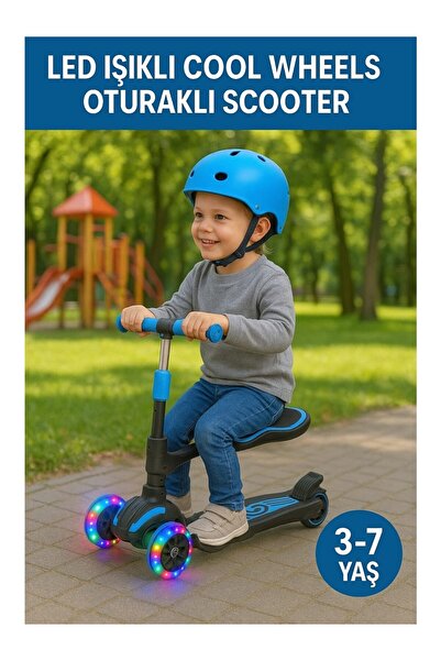 Scooter CoolWheel Oturaklı 3 Tekerlekli | LED Işıklı, Katlanabilir Combo Scooter, 3-7 Yaş