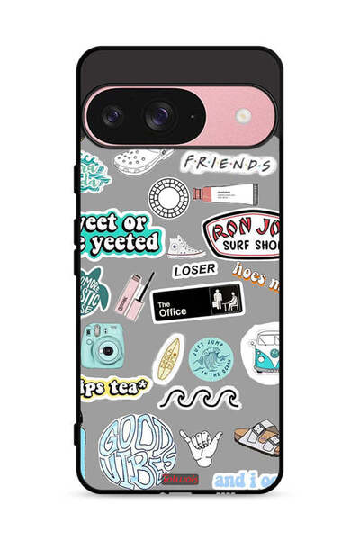Tolwak غطاء حماية لجهاز Google Pixel 9 بملصقات Good Vibes
